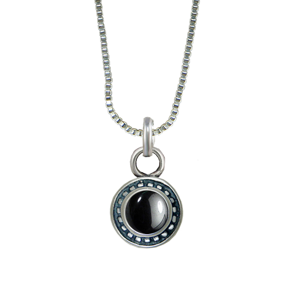 Sterling Silver Petite Little Hematite Pendant Necklace